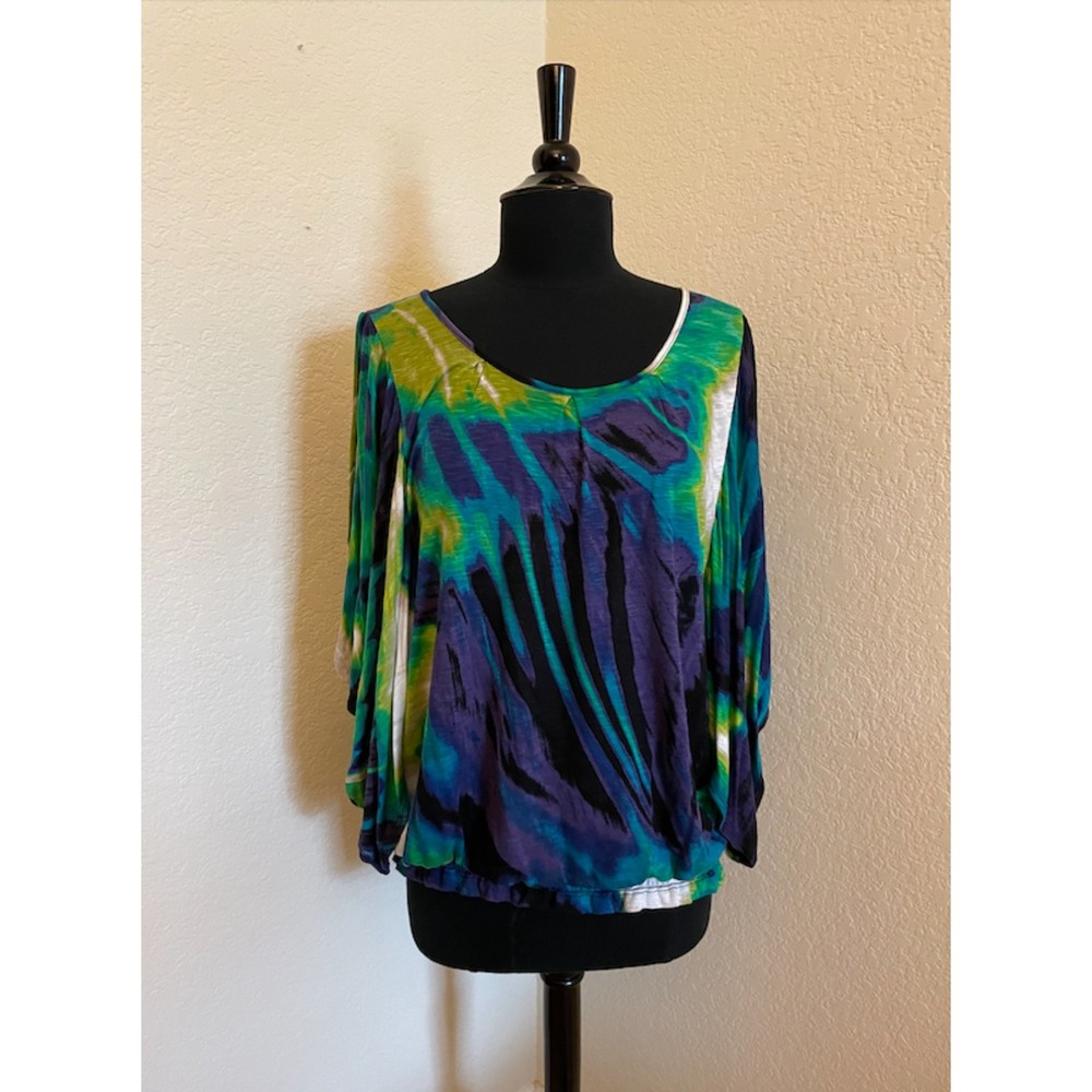 Worthington Multicolor Cold Shoulder Top Sz M